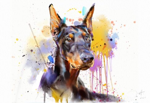 Cuadro de perro doberman