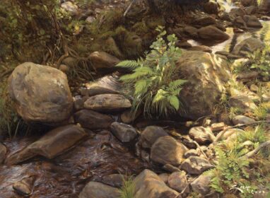 Ruscello con felci - pittura