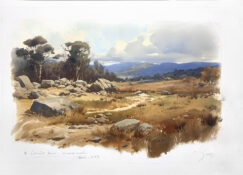 aquarelle de la Sierra de Guadarrama, vers Navacerrada