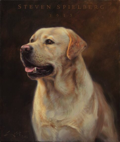 Golden retriever - retrato - cuadro al oleo