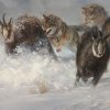 Chamois painting and wolves painting