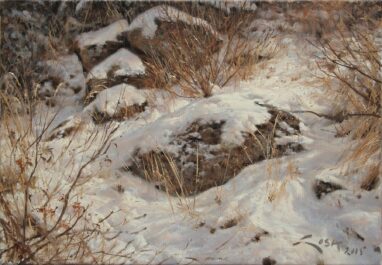 Campo innevato - pittura a olio