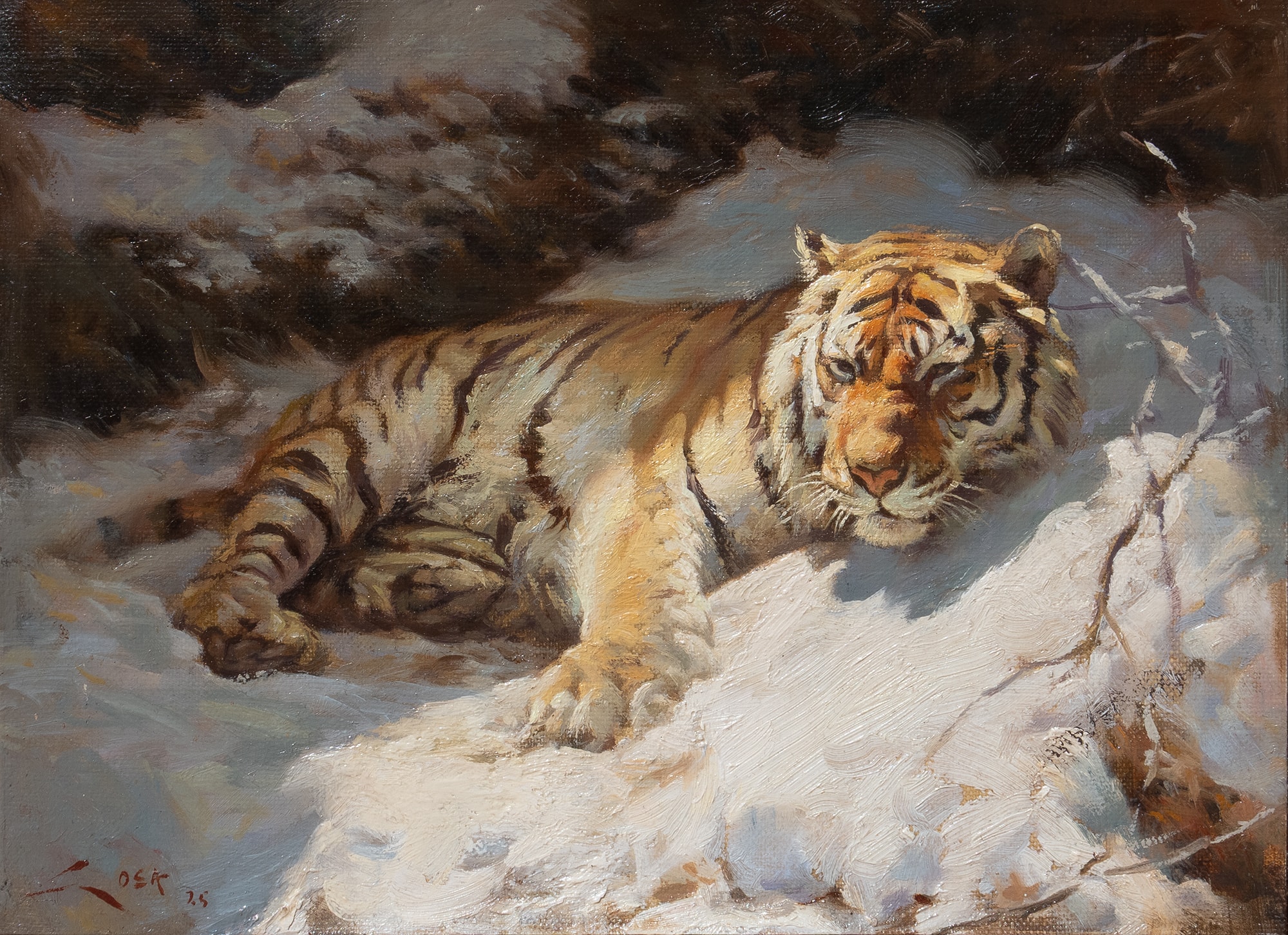 Cuadro al óleo del Tigre de Bengala