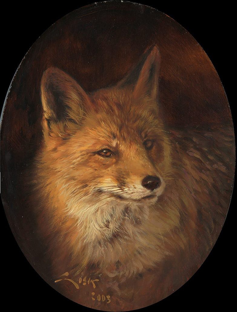 Fox oil painting